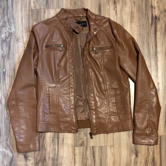 tan faux leather jacket